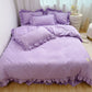 Simple Solid Color 4-Piece Bedding Set with Ruffled Borders