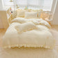 Simple Solid Color 4-Piece Bedding Set with Ruffled Borders