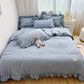 Simple Solid Color 4-Piece Bedding Set with Ruffled Borders