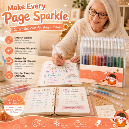 ⏳🔥LIMITED-TIME 50% OFF! ⏰Retractable Glitter Gel Pen Set for Journaling & Drawing