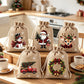 🎄 Christmas Drawstring Gift Bags – Santa & Reindeer Design, Reusable Fabric Gift Wrapping Bags