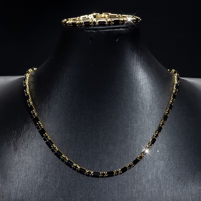 🔗 LIMITED-TIME 50% OFF ✨ Men's Jewelry Set — Necklace + Bracelet, Dark CZ Accents, Street-Luxe Edge