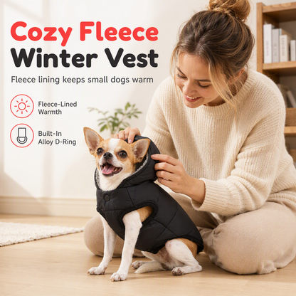 Hooded Dog Coat – Fleece‑lined, windproof & built‑in harness🐾