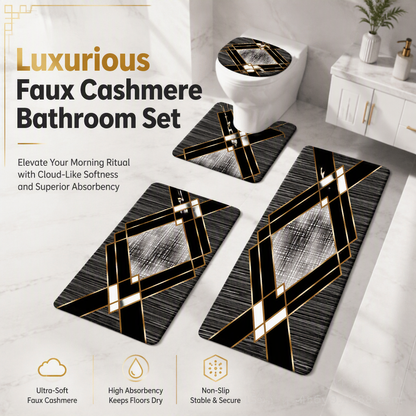 🛁 LIMITED‑TIME 50% OFF! 🧼 4‑Piece Faux Cashmere Bathroom Rug Set – Ultra‑Soft Plush Underfoot, Overlock Stitched & Secure Grip 🚿