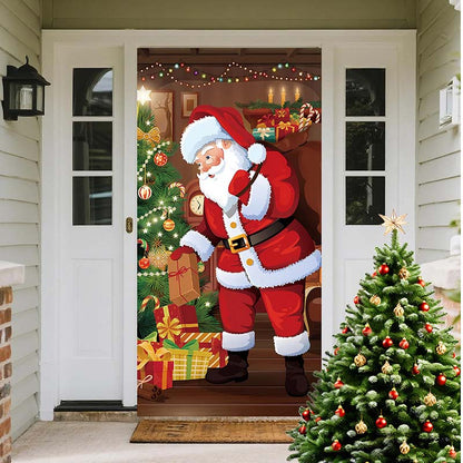 Christmas Door Cover For Instant Holiday Decor – Fade Resistant, Multi-Scene, Vivid Prints ✨