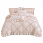 🛏️French Princess Style Washed Cotton Bedding Set Simple and Fresh 4-Piece Duvet Cover and Sheet Set for All Seasons