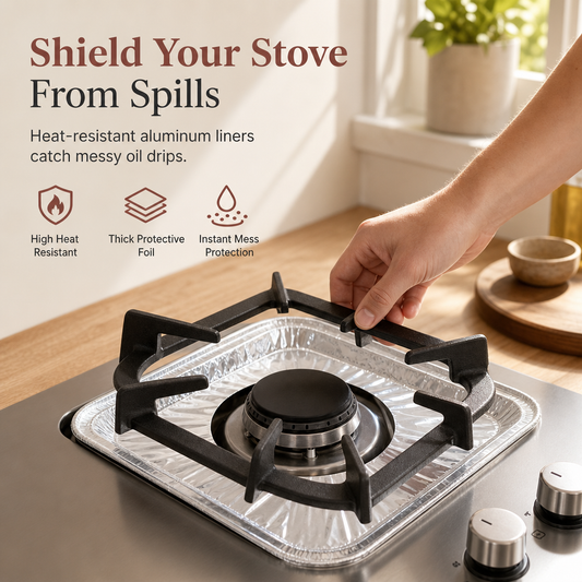 🍳 LIMITED‑TIME 50% OFF! 🔥 10‑Pack Heavy‑Duty Foil Gas Stove Burner Liners – Deep Well Spill Capture & Cooktop Protection 🛡️
