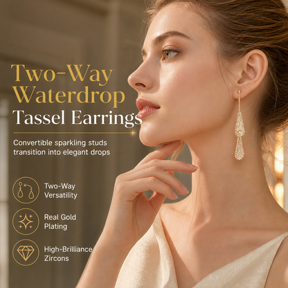 ✨ LIMITED-TIME 50% OFF! ⚡ Women's Dual Wear Zircon Tassel Earrings – Shiny, Elegant, Convertible 💫
