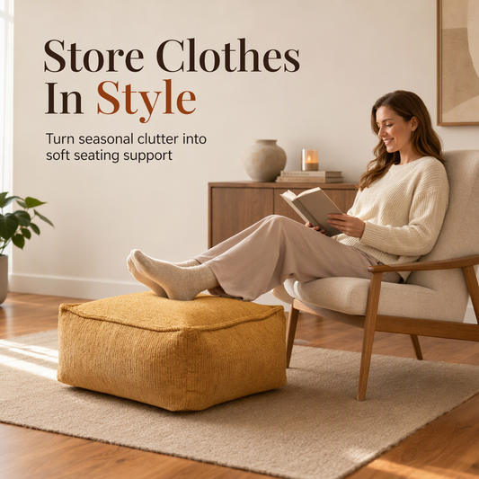 ⏰ LIMITED-TIME 50% OFF!🪑 Storage Stool Cover – Fill With Clothes, 100kg Load, Wide Zipper, Washable ✨