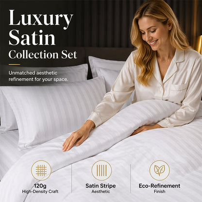 🛏️ LIMITED-TIME 50% OFF! ✨ Hotel Style Satin Stripe Bedding Set – 120g Fabric, Internal Ties, 7 Colors ✨