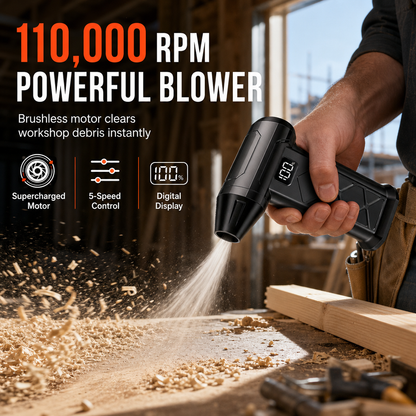 Portable Mini Handheld Turbo Jet Fan with High Speed 110000 RPM Brushless Motor and Outdoor LED Light