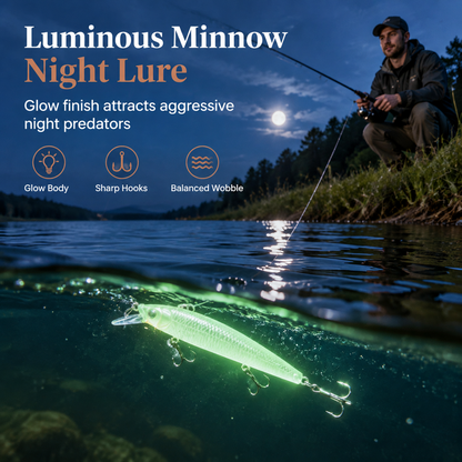 ⏳Time-Limited Special ⏰🌙 Luminous Minnow Hard Bait – 7cm & perfect for night fishing ✨