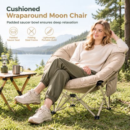 ⛺ Portable Moon Chair: 5cm Padded, Wraparound, Foldable