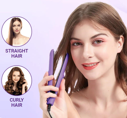 2-in-1 Mini Curling Wand & Flat Iron Hair Straightener