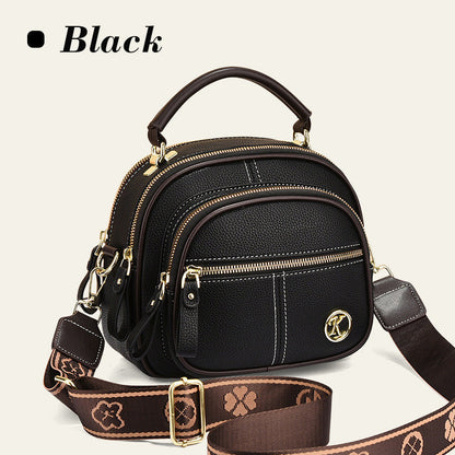 Classic Multifunctional Compartments Adjustable Wide Shoulder Strap PU Leather Crossbody Bag